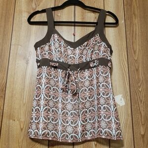 Ann Taylor Loft Top dressy strappy empire waist fully lined spring size 6.